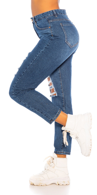 hoge taille jeans mom fit blauw